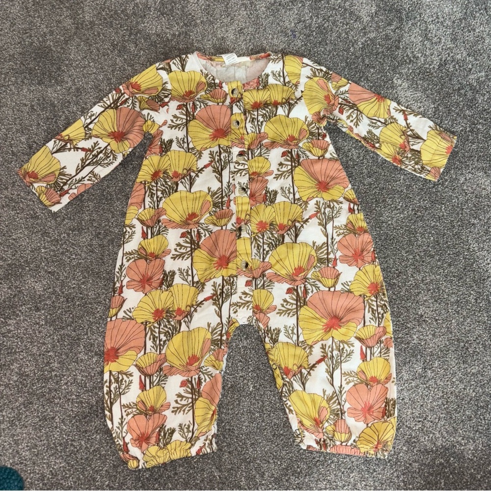 Kate Quinn Floral Kids One Piece - Yellow and Orange